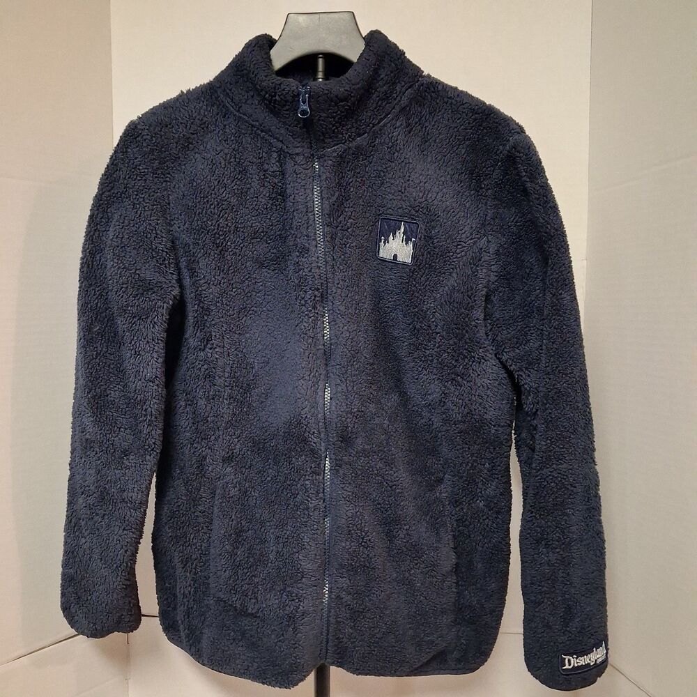Disney Parks Cinderella Castle Fleece Jacket Women Medium Navy Blue Full Zip